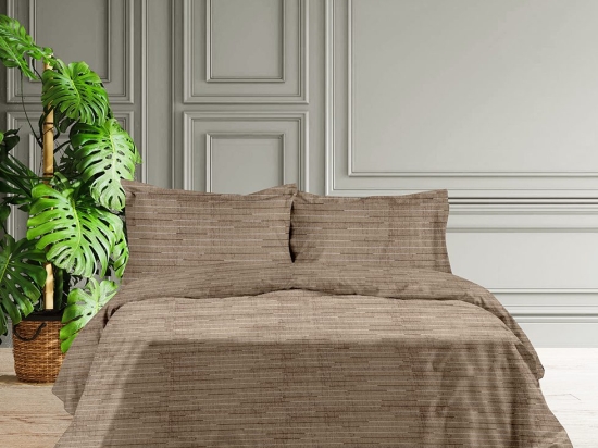 Makis Tselios Home Σετ Σεντόνια King Size 260x280 Lines 3 Brown
