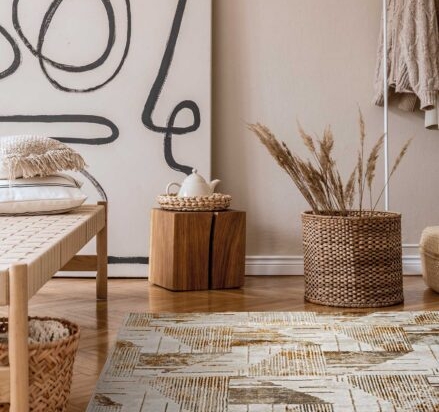 Χαλί FEATHERS BEIGE GOLD σετ-κρεβατοκάμαρας-70-x-140-2-70-x-230-εκ
