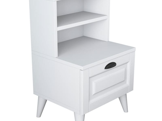 Κομοδίνο Rusta pakoworld μελαμίνης-mdf λευκό 45x40x74.5εκ