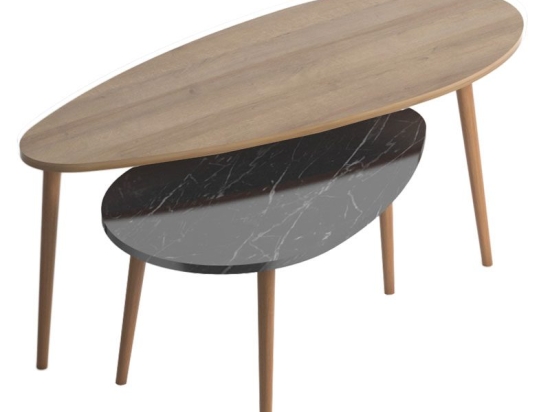 Τραπέζι σαλονιού Monty pakoworld oak-μαύρο μαρμάρου 116x46x46εκ