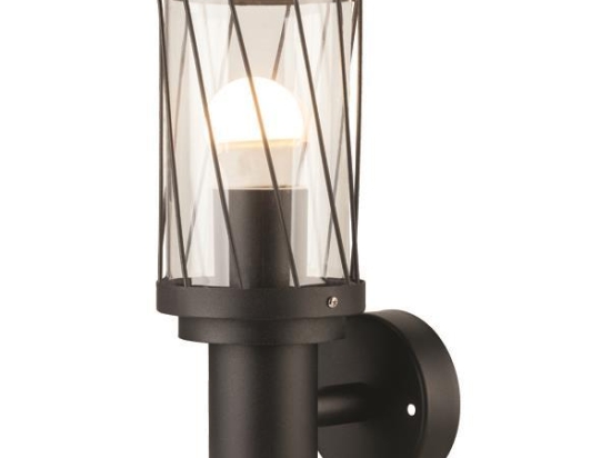 ΑΠΛΙΚΑ ΤΟΙΧΟΥ ΜΕ ΠΛΕΓΜΑ ΜΕΤΑΛΛΙΚΗ E27 136x95x240 IP44 ΜΑΥΡΗ EUROLAMP 145-20603