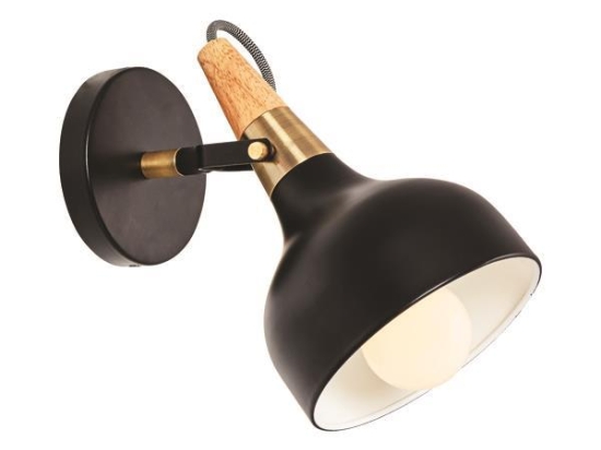 ΑΠΛΙΚΑ ΤΟΙΧΟΥ EUROLAMP 145-22301 "ROTA" E27 ΞΥΛΟ/ ΜΑΥΡΟ