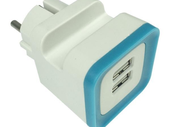 ΑΝΤΑΠΤΟΡΑΣ ΑΠΟ ΣΟΥΚΟ ΣΕ 2 USB 5V DC 2,4A ΜΠΛΕ - EUROLAMP