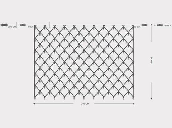 ΔΙΧΤΥ 240 LED 3MM 200x150cm 31V ΕΠΕΚΤΑΣΗ ΕΩΣ 3 ΠΡΑΣΙΝΟ ΚΑΛΩΔΙΟ ΘΕΡΜΟ ΛΕΥΚΟ LED ΙΡ44 -600-11381 | MAGIC CHRISTMAS