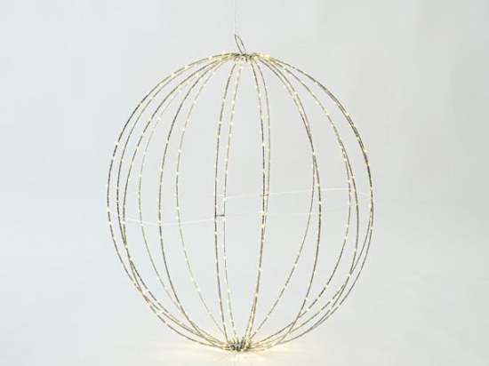 ΑΣΗΜΙ ΜΕΤΑΛΛΙΚΗ ΜΠΑΛΑ ΦΩΤΙΖΟΜΕΝΗ 60cm 480 MINI LED ΘΕΡΜΟ ΛΕΥΚΟ IP44 600-22422 | MAGIC CHRISTMAS