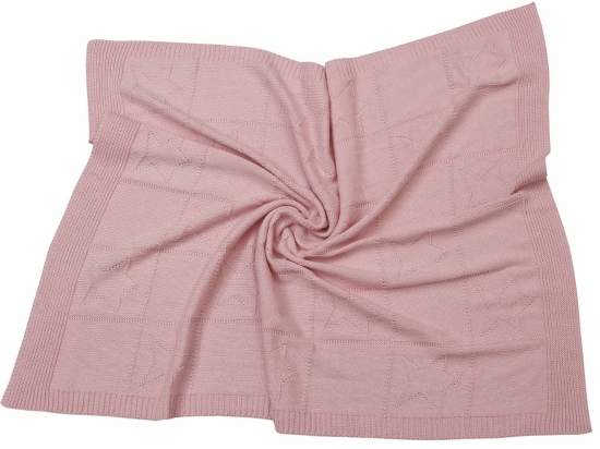 Μονόχρωμες Πλεκτές Κουβέρτες Ζακάρ Joy Pink Anna Riska Cradle 110x140cm 100% Βαμβάκι