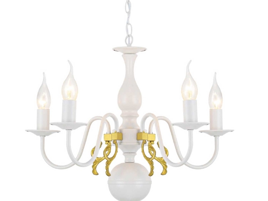 Φωτιστικό Οροφής Elegant DLA12005P White-Gold Κρύσταλλο,Μέταλλο