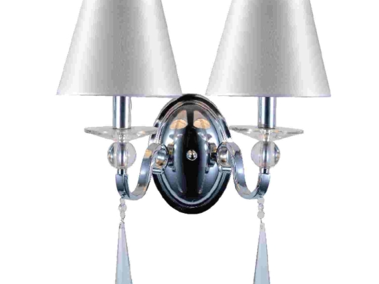 Φωτιστικό Τοίχου Textile AD90042W Silver Κρύσταλλο,Μέταλλο