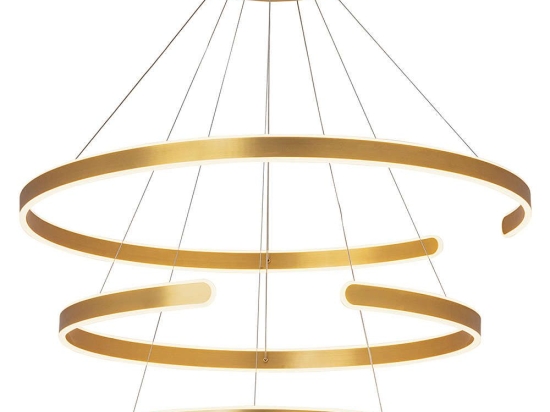 Φωτιστικό Οροφής Κύκλοι 2014 Led 3000K 120W Φ60+80+100cm Brushed Gold Matt Αλουμίνιο, Πλαστικό