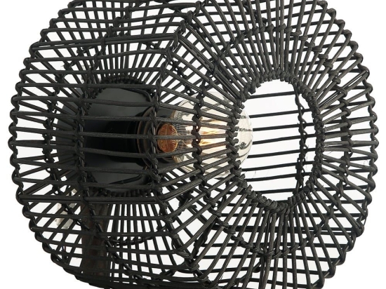 Φωτιστικό Τοίχου - Απλίκα 20240 1xE27 Max 25W Rattan Black Rattan, Μέταλλο