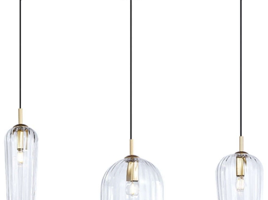 Φωτιστικό Οροφής 22158 110x20x120cm 3xE14 40W Clear-Gold