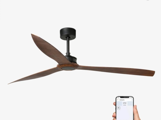 Ανεμιστήρας Οροφής Justfan 33430WP Smart Fan XL Με Τηλεχειριστήριο D178cm Black-Dark Walnut Faro Barcelona