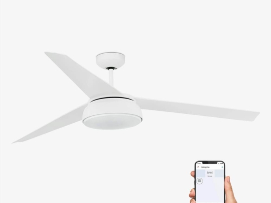 Ανεμιστήρας Οροφής Vulcano 33549WP Smart Fan Με Φως Led 25W 3000K Και Τηλεχειριστήριο D152cm White Faro Barcelona