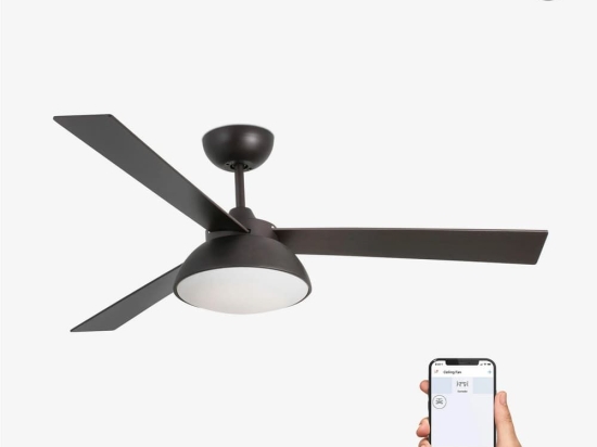 Ανεμιστήρας Οροφής Rodas 33523WP Smart Fan Με Φως Led 20W 3000K Τηλεχειριστήριο Και Έλικες Διπλής Όψης D132cm Dark Brown Faro Barcelona