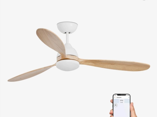 Ανεμιστήρας Οροφής Poros 33524WP Smart Fan Με Φως Led 15W 2700K Και Τηλεχειριστήριο D132cm White Faro Barcelona