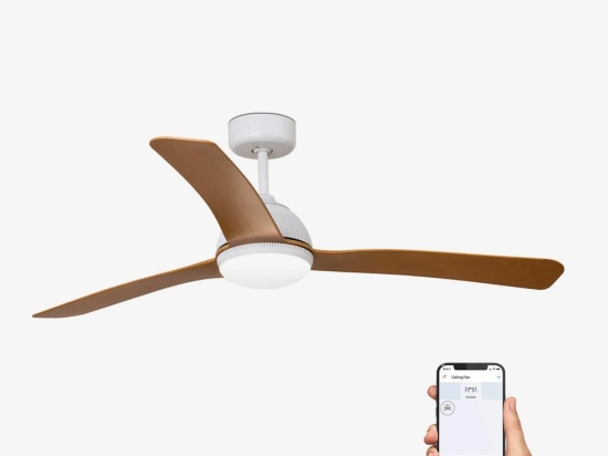 Ανεμιστήρας Οροφής Grid 33341WP-2 Smart Fan Με Φως Led 18W 3000K Και Τηλεχειριστήριο D132cm White Faro Barcelona