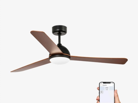 Ανεμιστήρας Οροφής Grid 33345WP-2 Smart Fan Με Φως Led 18W 3000K Και Τηλεχειριστήριο D132cm Black Faro Barcelona