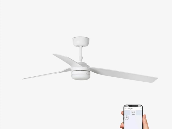 Ανεμιστήρας Οροφής Punt 33814WP-20 Smart Fan Με Φως Led 35W 1300Lm Και Τηλεχειριστήριο D132cm White Faro Barcelona