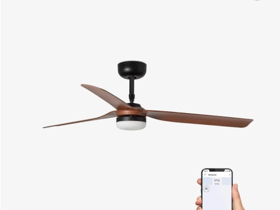 Ανεμιστήρας Οροφής Punt 33817WP-21 Smart Fan Με Φως Led 35W 1300Lm Και Τηλεχειριστήριο D132cm Black-Natural Faro Barcelona