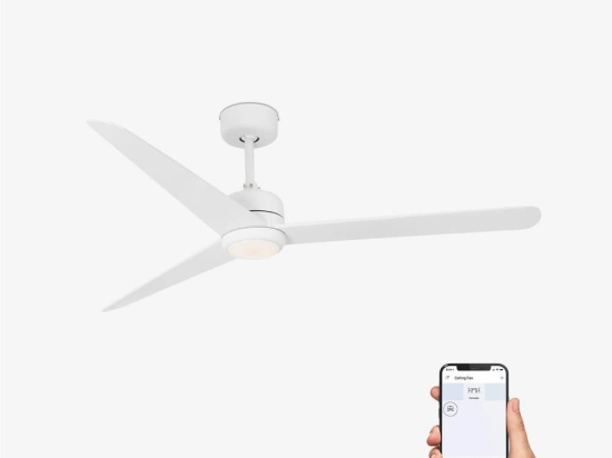 Ανεμιστήρας Οροφής Nuu 33722WP Smart Fan Με Φως Led 15W 3000K Και Τηλεχειριστήριο D132cm White Faro Barcelona