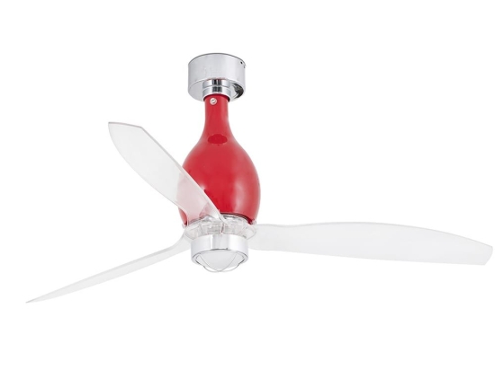 Ανεμιστήρας Οροφής Mini Eterfan 32029-9 Με Φως Led 16W 3000K Και Τηλεχειριστήριο D128cm Shiny Red-Transparent Faro Barcelona