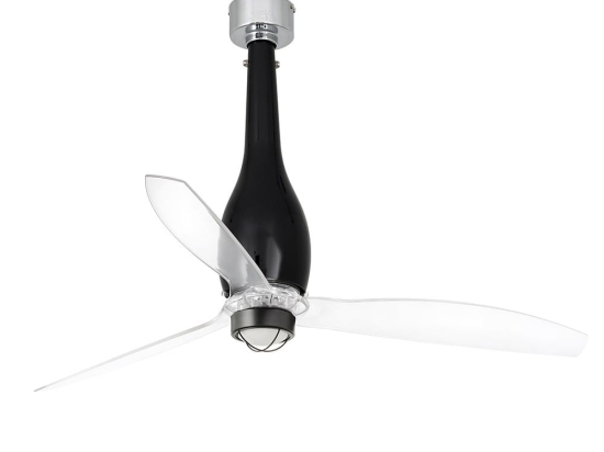 Ανεμιστήρας Οροφής Eterfan 32002 Με Φως Led 16W 3000K Με Τηλεχειριστήριο D128cm Shiny Black-Transparent Faro Barcelona