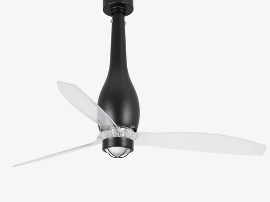 Ανεμιστήρας Οροφής Eterfan 32003-10 Με Φως Led 16W 3000K Και Τηλεχειριστήριο D128cm Matt Black-Transparent Faro Barcelona