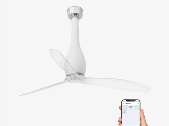 Ανεμιστήρας Οροφής Eterfan 32001WP Smart Fan Με Τηλεχειριστήριο D128cm Matt White-Transparent Faro Barcelona