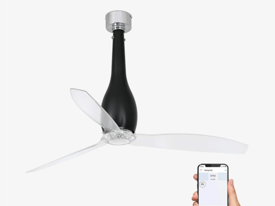 Ανεμιστήρας Οροφής Eterfan 32003WP Smart Fan Με Τηλεχειριστήριο D128cm Matt Black-Transparent Faro Barcelona