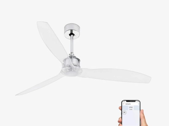 Ανεμιστήρας Οροφής Justfan 33394WP Smart Fan Με Τηλεχειριστήριο D128cm Chrome Faro Barcelona