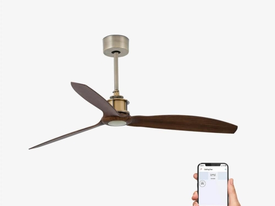 Ανεμιστήρας Οροφής Justfan 33398WP Smart Fan Με Τηλεχειριστήριο D128cm Old Gold - Walnut Faro Barcelona