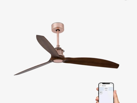 Ανεμιστήρας Οροφής Justfan 33399WP Smart Fan Με Τηλεχειριστήριο D128cm Copper-Walnut Faro Barcelona
