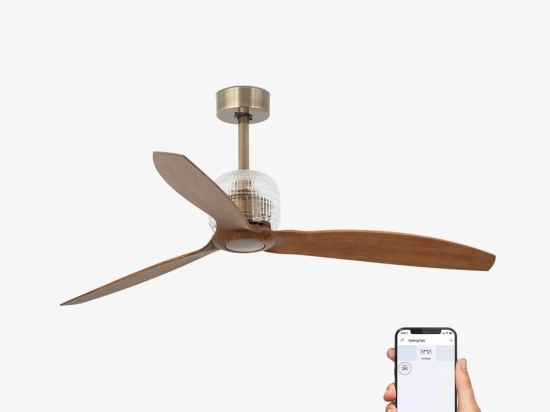 Ανεμιστήρας Οροφής Decofan 33398DWP Smart Fan Με Τηλεχειριστήριο D128cm Old Gold - Walnut Faro Barcelona