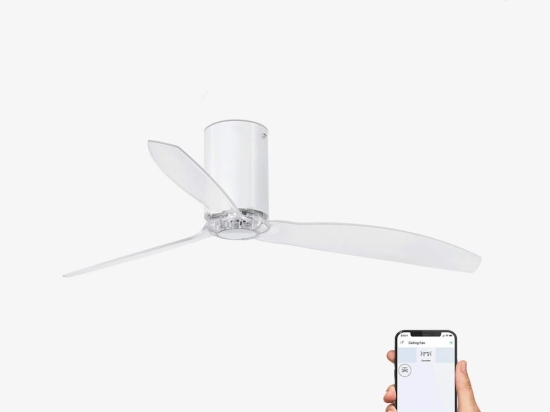 Ανεμιστήρας Οροφής Mini Tube 32038WP Smart Fan Με Τηλεχειριστήριο D128cm Shiny White Faro Barcelona