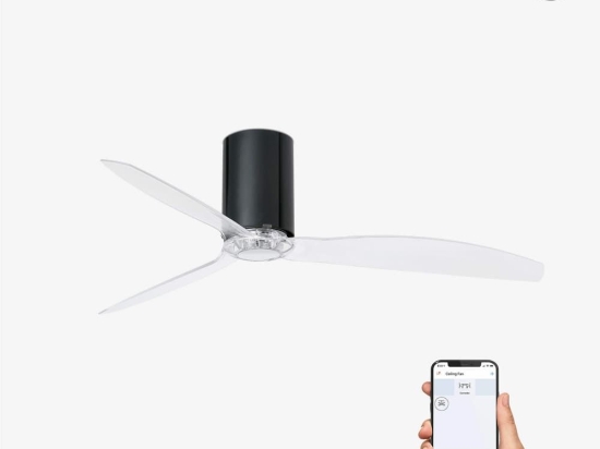 Ανεμιστήρας Οροφής Mini Tube 32040WP Smart Fan Με Τηλεχειριστήριο D128cm Shiny Black Faro Barcelona