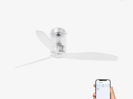 Ανεμιστήρας Οροφής Mini Tube 33393WP Smart Fan Με Τηλεχειριστήριο D128cm Chrome Faro Barcelona