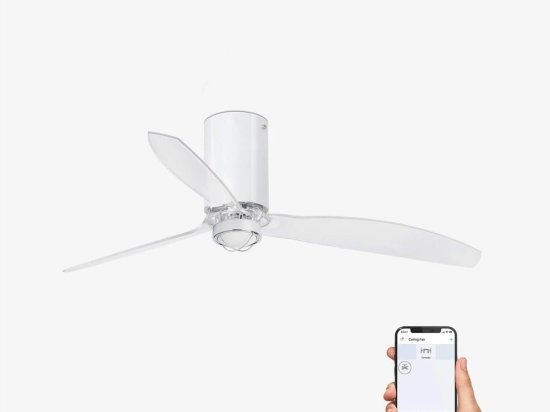 Ανεμιστήρας Οροφής Mini Tube 32038WP-9 Smart Fan Με Φως Led 16W 3000K Και Τηλεχειριστήριο D128cm Shiny White Faro Barcelona