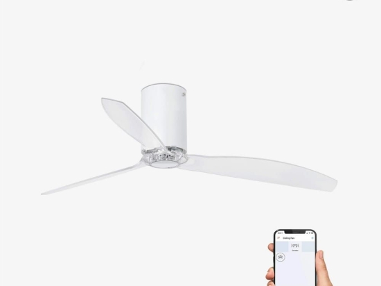 Ανεμιστήρας Οροφής Mini Tube 32039WP Smart Fan Με Τηλεχειριστήριο D128cm Matt White Faro Barcelona