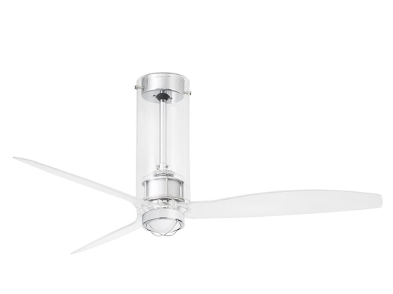 Ανεμιστήρας Οροφής Tube 33374-9 Με Φως Led 16W 3000K Και Τηλεχειριστήριο D128cm Shiny Chrome-Transparent Faro Barcelona
