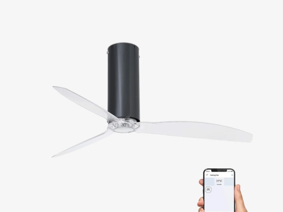 Ανεμιστήρας Οροφής Tube 32035WP Smart Fan Με Τηλεχειριστήριο D128cm Shiny Black-Transparent Faro Barcelona