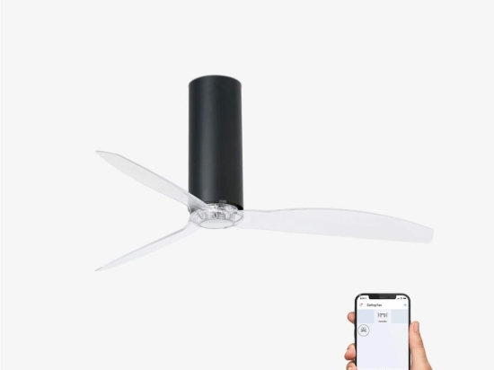 Ανεμιστήρας Οροφής Tube 32036WP Smart Fan Με Τηλεχειριστήριο D128cm Matt Black-Transparent Faro Barcelona