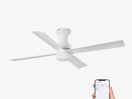 Ανεμιστήρας Οροφής Fraser 33756WP Smart Fan Με Φως Led 16W 3000K Και Τηλεχειριστήριο D120cm White Faro Barcelona