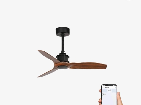 Ανεμιστήρας Οροφής Justfan XS 33425WP Smart Fan Με Τηλεχειριστήριο D81cm Black - Walnut Faro Barcelona