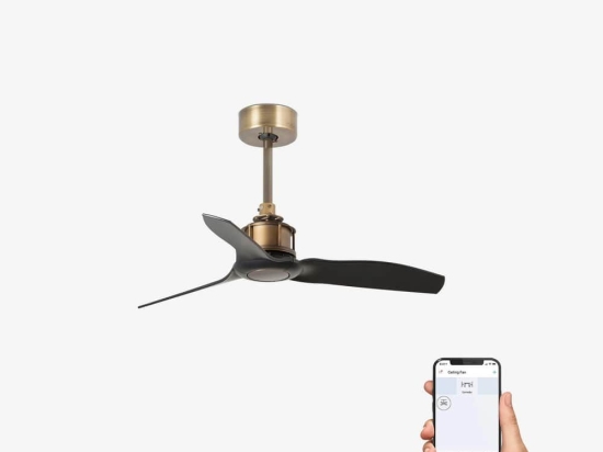 Ανεμιστήρας Οροφής Justfan XS 33429WP Smart Fan Με Τηλεχειριστήριο D81cm Old Gold - Black Faro Barcelona
