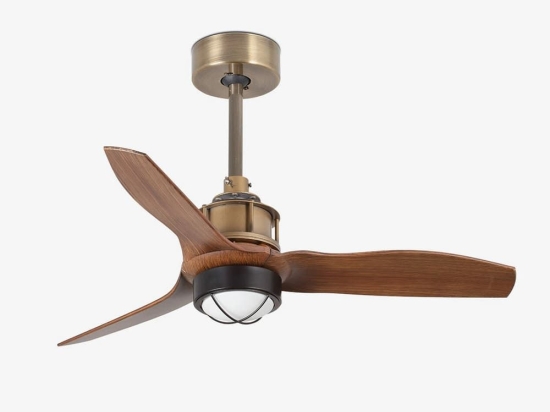 Ανεμιστήρας Οροφής Justfan XS 33428-10 Με Φως Led 16W 3000K Και Τηλεχειριστήριο D81cm Old Gold - Dark Walnut Faro Barcelona