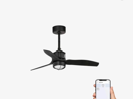 Ανεμιστήρας Οροφής Justfan XS 33424WP-10 Smart Fan Με Φως Led 16W 3000K Και Τηλεχειριστήριο D81cm Black Faro Barcelona