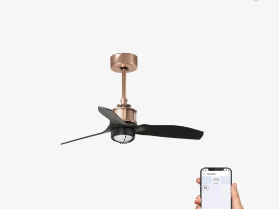 Ανεμιστήρας Οροφής Justfan XS 33427WP-10 Smart Fan Με Φως Led 16W 3000K Και Τηλεχειριστήριο D81cm Copper - Black Faro Barcelona