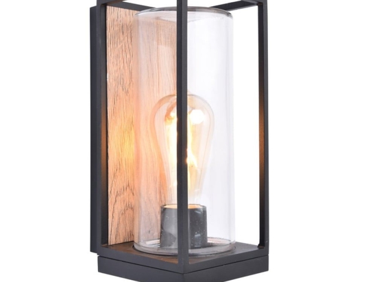 Φωτιστικό Τοίχου - Απλίκα Flair 5288814012 IP44 E27 26x13,9x12cm Matt Black - Natural Lutec