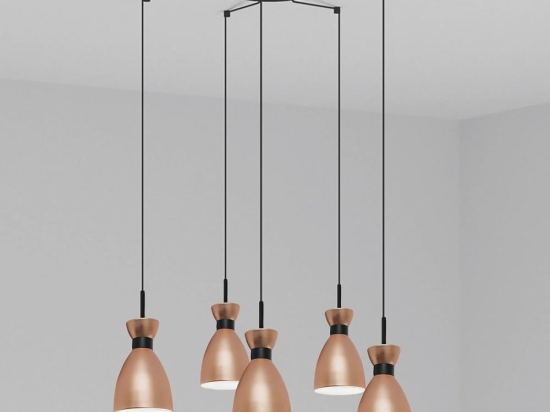 Φωτιστικό Οροφής Κρεμαστό Retro 20046-5L 5xE14 20W 5L Copper Faro Barcelona