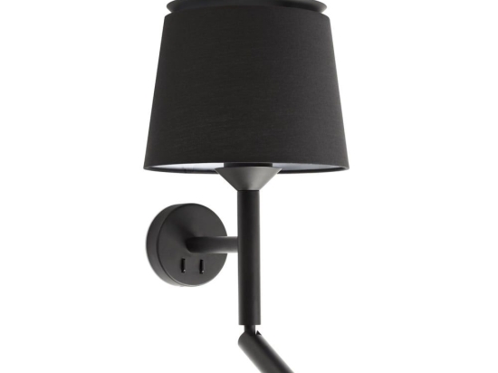 Φωτιστικό Τοίχου - Απλίκα Savoy E27 max 15W Με Reader Led 3000K, 160Lm Black Faro Barcelona
